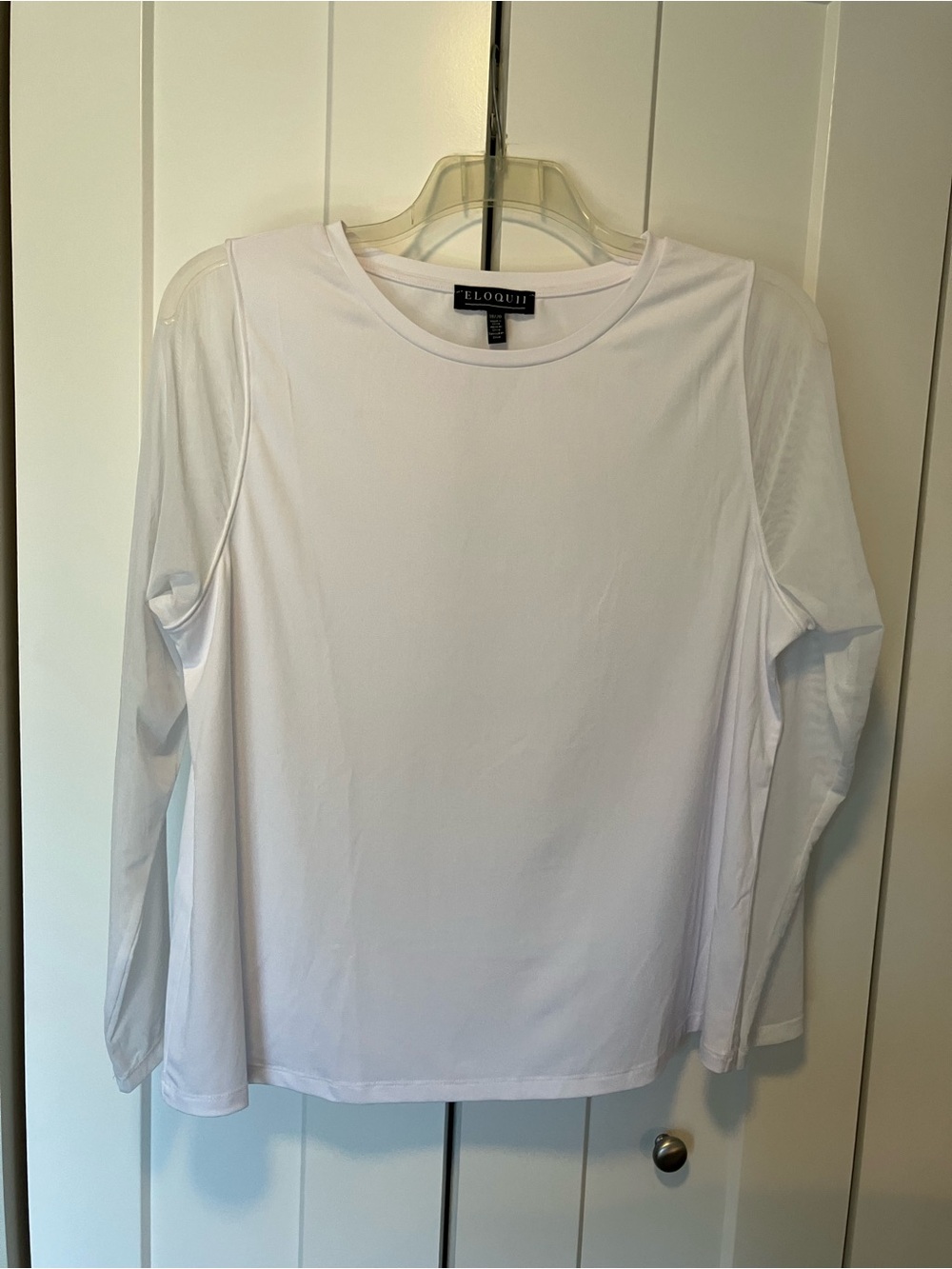 Eloquii Classic White Long Sleeve Crewneck Top